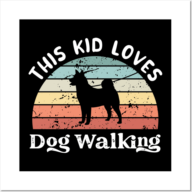 This Kid loves Dog Walking Boys Girls Gift Wall Art by qwertydesigns